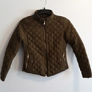Love Tree Quilted Utility Jacket in Olive Green